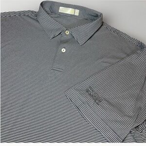 Peter Millar Featherweight Polo Golf Shirt XL Extra Large‎ Grey Striped *READ*